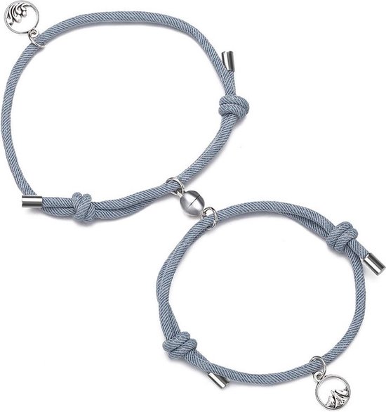 Portier schaamte Concentratie vriendschapsarmbandjes | Armband set met magneet | Koppel armband | Grijs |  Armband dames - Armband heren - Romantisch cadeau - Vriendschap armband -  Horend Goed Audiciens