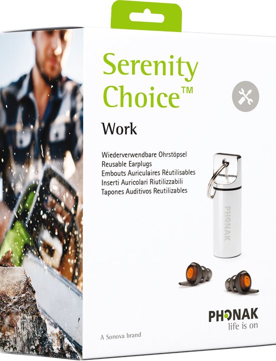 Phonak | Serenity Choice | Work | Gehoorbescherming | oordopjes | 16 dB SNR | Groen filter | Werk oordop