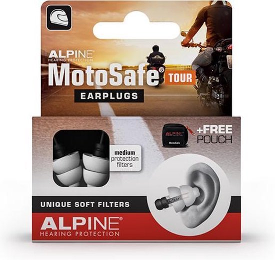 Alpine MotoSafe Tour Motor oordoppen voor Touring - Voorkomt gehoorbeschadiging van windruis bij motorrijden - Verkeer nog steeds hoorbaar - Comfortabel hypoallergeen materiaal - herbruikbaar
