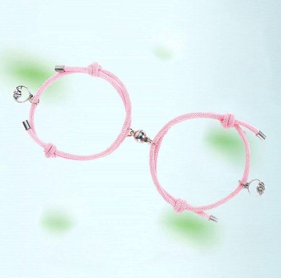 Armband set met magneet | Koppel armband | Roze | Armband dames - Armband heren - Romantisch cadeau - Vriendschap armband