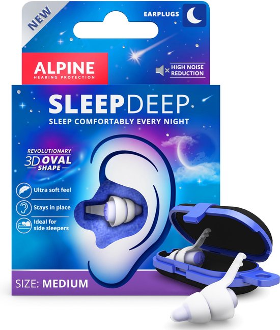 analyse Variant Maan Alpine SleepDeep - Oordoppen voor slapen- comfortabel en hoge demping -  Medium size - Horend Goed Audiciens