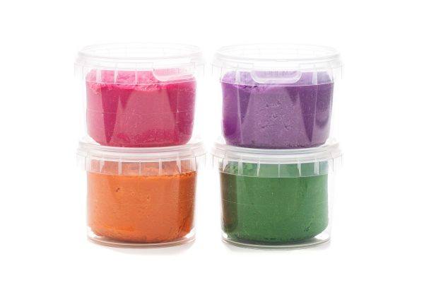 Neogrün Vegan Clay Set - 4 kolory organicznej glinki dla dzieci: Pomarańczowy, Zielony, Różowy i Fioletowy - obrazek 2