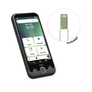 Doro A10 senioren smartphone zwart met groen hoesje