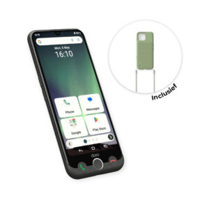 Doro A30 senioren smartphone zwart met groen hoesje